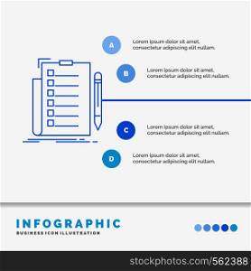 expertise, checklist, check, list, document Infographics Template for Website and Presentation. Line Blue icon infographic style vector illustration. Vector EPS10 Abstract Template background