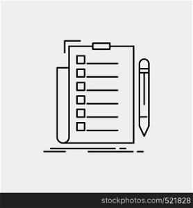 expertise, checklist, check, list, document Line Icon. Vector isolated illustration. Vector EPS10 Abstract Template background