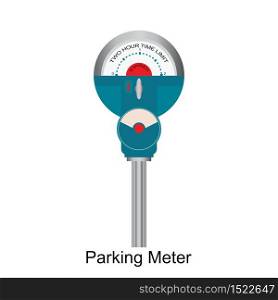 Expired Retro Parking meter isolated on white background, vector illustration.
