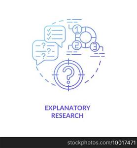 Explanatory research concept icon. Getting and replenishing new knowledge idea thin line illustration. Collecting information of research. Vector isolated outline RGB color drawing. Explanatory research concept icon