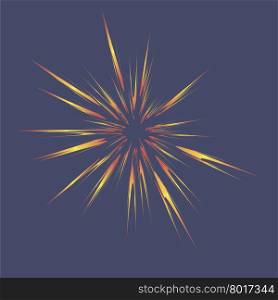 Explode Flash, Cartoon Explosion, Star Burst Isolated on Blue Sky Background