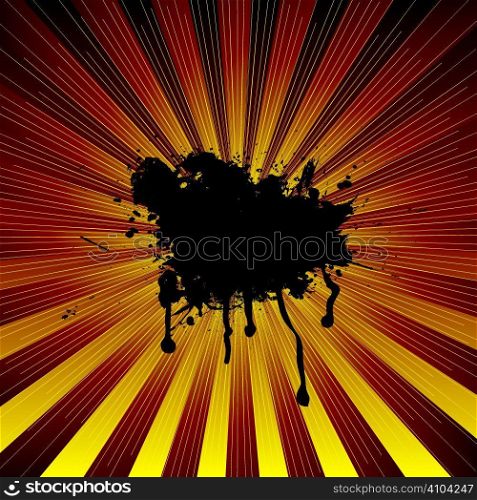 Exploding yellow background with an ink splat and room to add your own text
