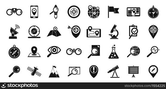 Exploration icons set. Simple set of exploration vector icons for web design on white background. Exploration icons set, simple style