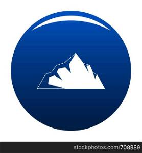 Exploration of mountain icon vector blue circle isolated on white background . Exploration of mountain icon blue vector