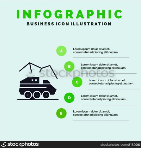 Exploration, Planet, Rover, Surface, Transport Solid Icon Infographics 5 Steps Presentation Background