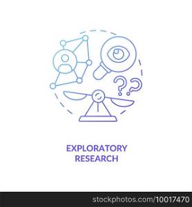 Exploratory research concept icon. Method of collecting information idea thin line illustration. Interpretive research. Process of investigating. Vector isolated outline RGB color drawing. Exploratory research concept icon