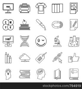 Explore icons set. Outline set of 25 explore vector icons for web isolated on white background. Explore icons set, outline style