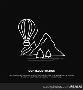 explore, travel, mountains, camping, balloons Icon. Line vector symbol for UI and UX, website or mobile application. Vector EPS10 Abstract Template background