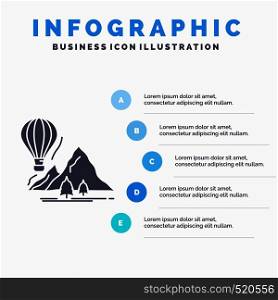 explore, travel, mountains, camping, balloons Infographics Template for Website and Presentation. GLyph Gray icon with Blue infographic style vector illustration.. Vector EPS10 Abstract Template background