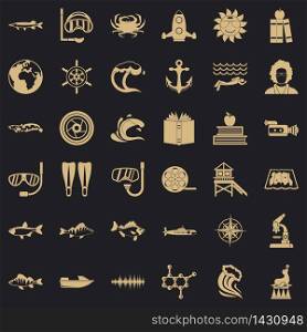 Explorer of the sea icons set. Simple set of 36 explorer of the sea vector icons for web for any design. Explorer of the sea icons set, simple style