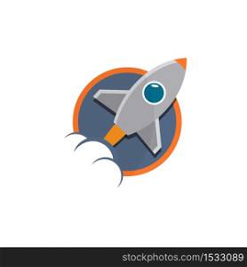 Explorer rocket ship vector icon. Flying rocket cartoon illustration. New successful business launch symbol.