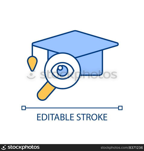 Exploring educational opportunities RGB color icon. Internship program. Offer workforce training. Isolated vector illustration. Simple filled line drawing. Editable stroke. Arial font used. Exploring educational opportunities RGB color icon