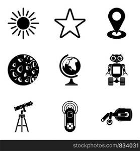 Exploring the planet icons set. Simple set of 9 exploring the planet vector icons for web isolated on white background. Exploring the planet icons set, simple style