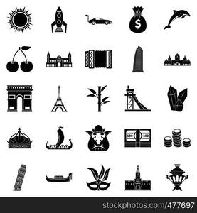 Exploring the world icons set. Simple set of 25 exploring the world vector icons for web isolated on white background. Exploring the world icons set, simple style