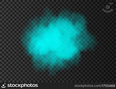 Explosion. Blue smoke circle. Color spiral fog track isolated on transparent background. Realistic vector cloud or steam texture.