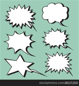 explosion expression comic bubble retro style pop art retro style. The form set for text. Cloud comic book. Frames and templates. Collection vector background. explosion expression comic bubble retro style