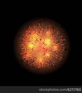 Explosion fireworks powerful golden bright space dust - vector