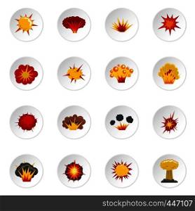 Explosion icons set in flat style isolated vector icons set illustration. Explosion icons set in flat style