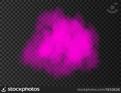 Explosion. Pink smoke circle. Color spiral fog track isolated on transparent background. Realistic vector cloud or steam texture.