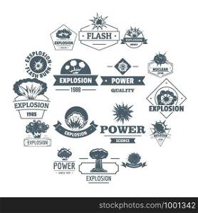 Explosion power logo icons set. Simple illustration of 16 explosion power logo vector icons for web. Explosion power logo icons set, simple style