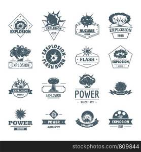 Explosion power logo icons set. Simple illustration of 16 explosion power logo vector icons for web. Explosion power logo icons set, simple style
