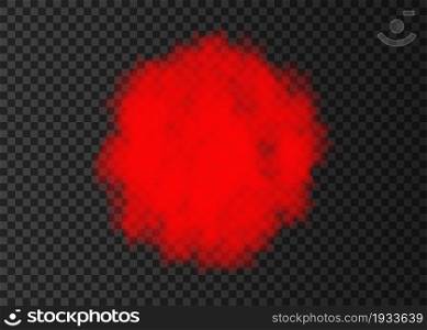 Explosion. Red smoke circle. Color spiral fog track isolated on transparent background. Realistic vector cloud or steam texture.