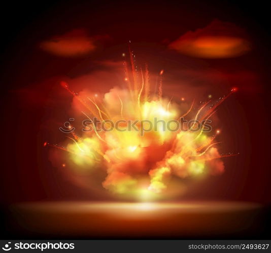 Explosion sparkling glow bursting in the night darkness with bright flashes background banner abstract vector illustration. Editable EPS and Render in JPG format. Night explosion background banner