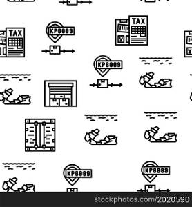 Export And Import Transportation Vector Seamless Pattern Thin Line Illustration. Export And Import Transportation Vector Seamless Pattern