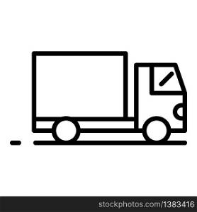 Export cargo truck icon. Outline export cargo truck vector icon for web design isolated on white background. Export cargo truck icon, outline style