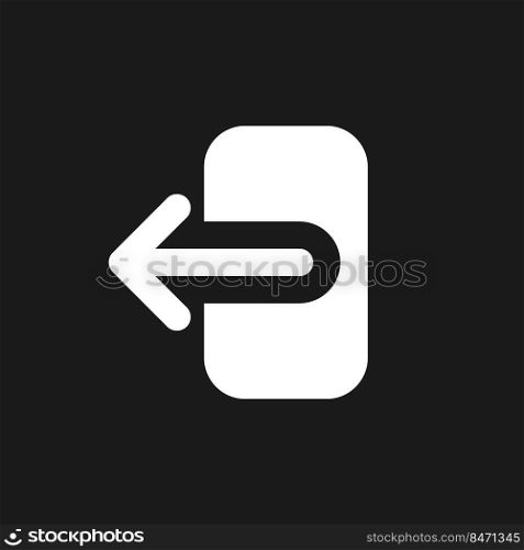 Export data dark mode glyph ui icon. Import files. Data backup. User interface design. White silhouette symbol on black space. Solid pictogram for web, mobile. Vector isolated illustration. Export data dark mode glyph ui icon