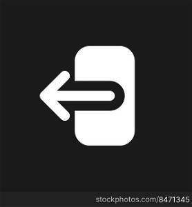 Export data dark mode glyph ui icon. Import files. Data backup. User interface design. White silhouette symbol on black space. Solid pictogram for web, mobile. Vector isolated illustration. Export data dark mode glyph ui icon