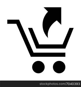 Export from shopping cart, icon on isolated background