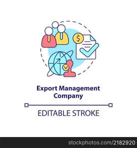 Export management company concept icon. Outsourcing firm. Types of business abstract idea thin line illustration. Isolated outline drawing. Editable stroke. Arial, Myriad Pro-Bold fonts used. Export management company concept icon