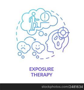 Exposure therapy blue gradient concept icon. Change and manage fear reaction. Anxiety disorder. Treatment abstract idea thin line illustration. Isolated outline drawing. Myriad Pro-Bold font used. Exposure therapy blue gradient concept icon
