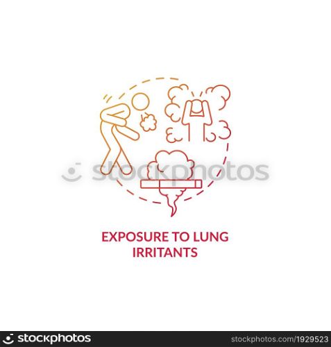 Exposure to lung irritants red gradient concept icon. Pneumonia risk factor abstract idea thin line illustration. Cigarette smoke. Air pollution. Airway diseases. Vector isolated outline color drawing. Exposure to lung irritants red gradient concept icon