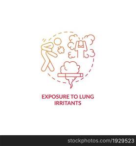 Exposure to lung irritants red gradient concept icon. Pneumonia risk factor abstract idea thin line illustration. Cigarette smoke. Air pollution. Airway diseases. Vector isolated outline color drawing. Exposure to lung irritants red gradient concept icon