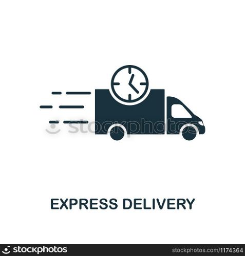 Express Delivery icon. Monochrome style design from logistics delivery collection. UI. Pixel perfect simple pictogram express delivery icon. Web design, apps, software, print usage.. Express Delivery icon. Monochrome style design from logistics delivery icon collection. UI. Pixel perfect simple pictogram express delivery icon. Web design, apps, software, print usage.