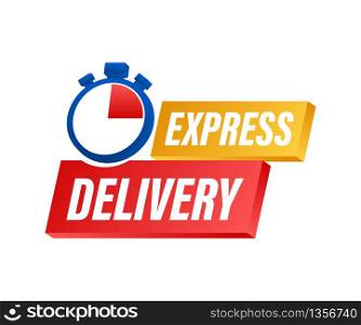 Express delivery service. Fast time delivery order with stopwatch. Vector stock illustration. Express delivery service. Fast time delivery order with stopwatch. Vector stock illustration.