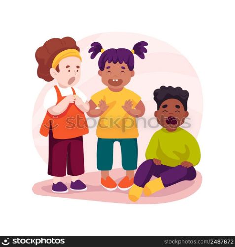 Express emotions isolated cartoon vector illustration. Baby express emotions through sounds, facial expressions and movements, social interaction, kindergarten, child care vector cartoon.. Express emotions isolated cartoon vector illustration.