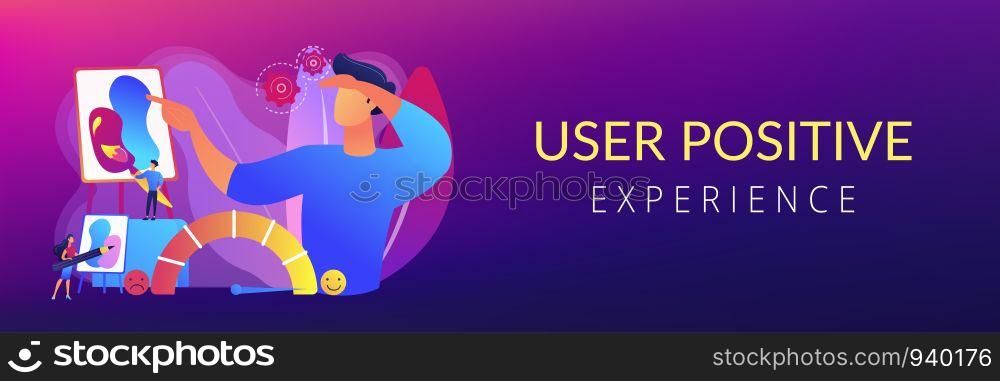 Expressing thoughts and feelings , satisfaction through art. Emotional design, user positive experience, design of client emotions concept. Header or footer banner template with copy space.. Emotional design concept banner header