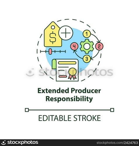 Extended producer responsibility concept icon. Area of industrial ecology abstract idea thin line illustration. Isolated outline drawing. Editable stroke. Arial, Myriad Pro-Bold fonts used. Extended producer responsibility concept icon