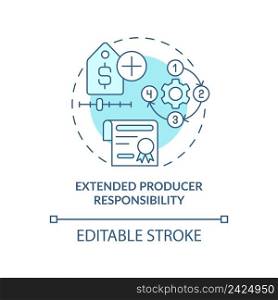 Extended producer responsibility turquoise concept icon. Area of industrial ecology abstract idea thin line illustration. Isolated outline drawing. Editable stroke. Arial, Myriad Pro-Bold fonts used. Extended producer responsibility turquoise concept icon