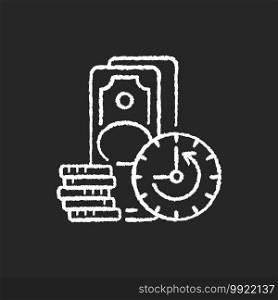 Extension chalk white icon on black background. Skipping certain immediate payments. Increasing original maturity loan date. Additional facility to loan. Isolated vector chalkboard illustration. Extension chalk white icon on black background