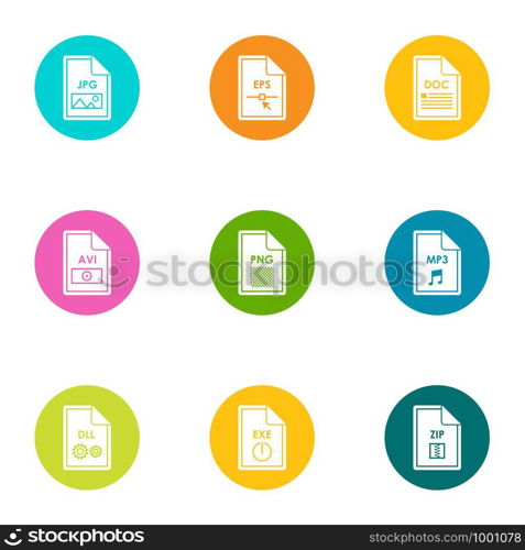 Extension icons set. Flat set of 9 extension vector icons for web isolated on white background. Extension icons set, flat style