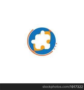 Extension logo. Simple puzzle icon flat style isolated on white background