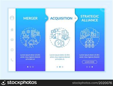 External expansion onboarding vector template. Responsive mobile website with icons. Web page walkthrough 3 step screens. Company development color concept with linear illustrations. External expansion onboarding vector template