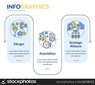 External expansion vector infographic template. Company growth presentation outline design elements. Data visualization with 3 steps. Process timeline info chart. Workflow layout with line icons. External expansion vector infographic template