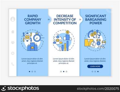 External growth advantages onboarding vector template. Responsive mobile website with icons. Web page walkthrough 3 step screens. Company development color concept with linear illustrations. External growth advantages onboarding vector template