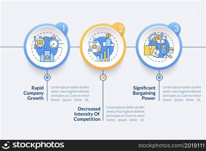 External growth advantages vector infographic template. Presentation outline design elements. Data visualization with 3 steps. Process timeline info chart. Workflow layout with line icons. External growth advantages vector infographic template