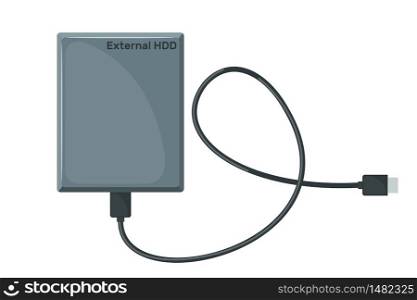 External hard drive disk icon in flat style isolated on white background. Extern HDD. Vector illustration.. External hard drive disk icon in flat style isolated on white background.